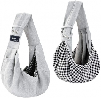 CUBY [ทั้งหมด 13 สี] อุปกรณ์สำหรับสัตว์เลี้ยงกระเป๋าสะพายหนังสติ๊ก Hugs สายรัดออกไปกอดกระเป๋าสัตว์เลี้ยงสุนัขตัวเล็กไหล่ด้วยสายรัดเพื่อป้องกันไม่ให้โผล่ออกมาสัตว์เลี้ยงสุนัขสลิงสำหรับแมว / สุนัขกระเป๋าสะพายไหล่ในแนวทแยงทนทานได้ถึง 10 กิโลกรัม (เทา)