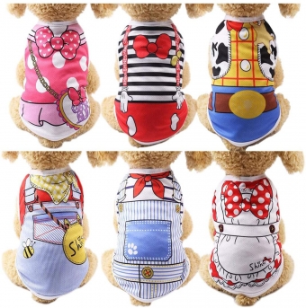 Fukufuku น่ารักเสื้อผ้าสุนัขขนาดเล็กและขนาดกลางเสื้อยืดสุนัขสวมใส่เสื้อกั๊กเดินสวมฤดูใบไม้ผลิและฤดูร้อนเสื้อผ้า