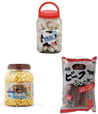 ไอริส OHYAMA รสหมากฝรั่งนมรูปกระดูก 40 ชิ้น + ชีสโบโล + Jerky